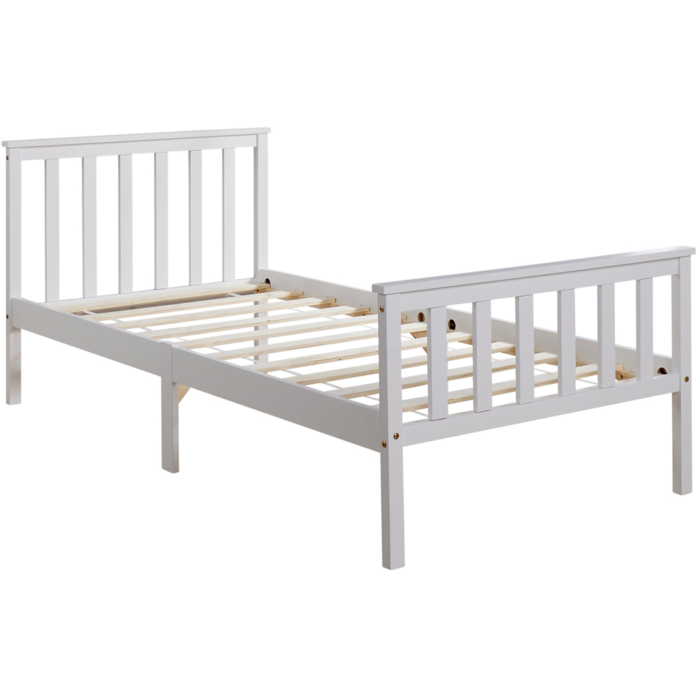 Home Source Florida Single White Wooden Bed Frame Image 2