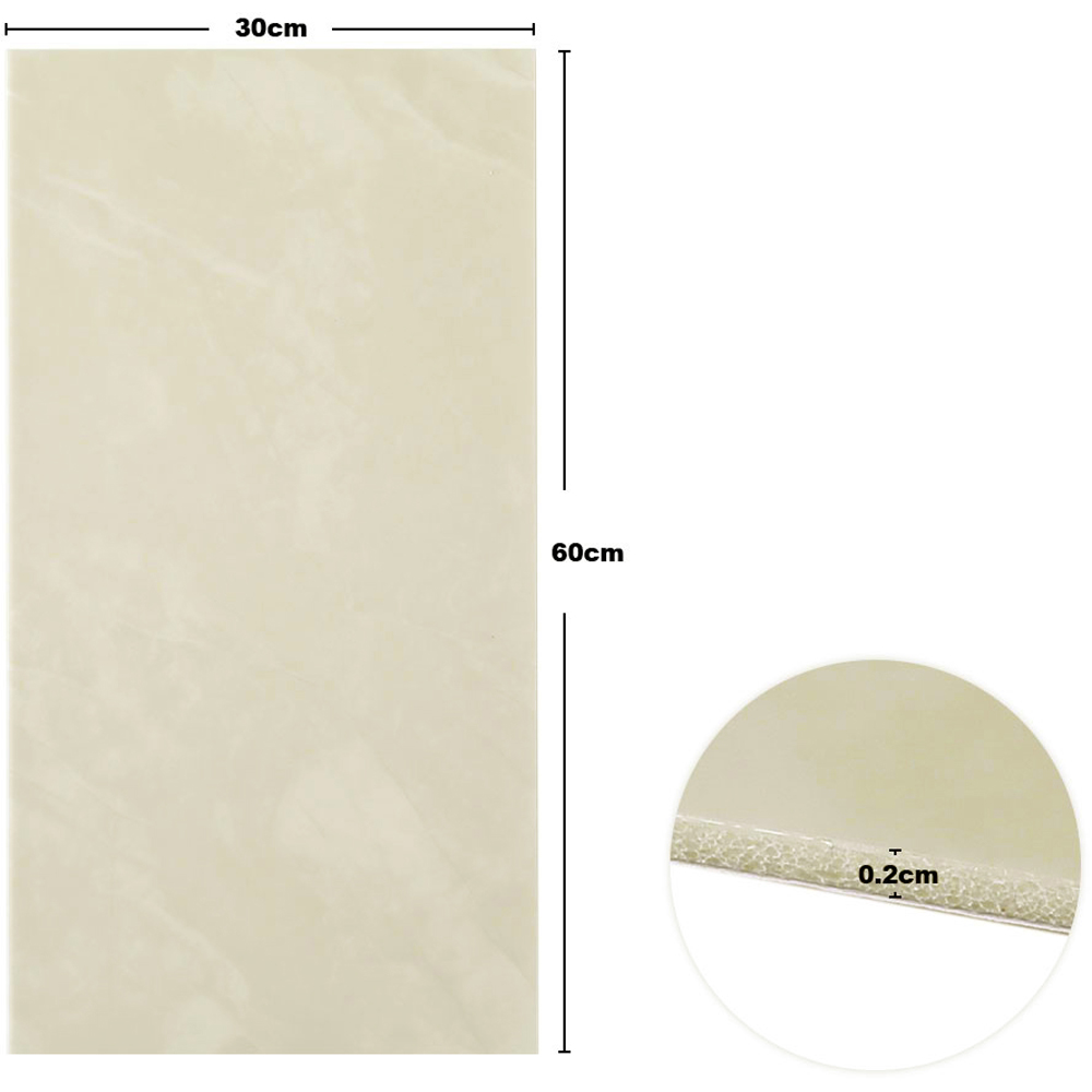 Living and Home Off White Marble Waterproof Wall Tile Sticker 60 x 30cm 10 Pack Image 9