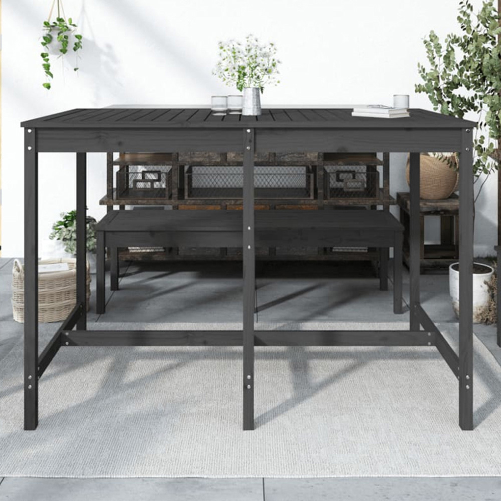 vidaXL 6 Seater Solid Pine Wood Slatted Garden Dining Table Grey Image 1