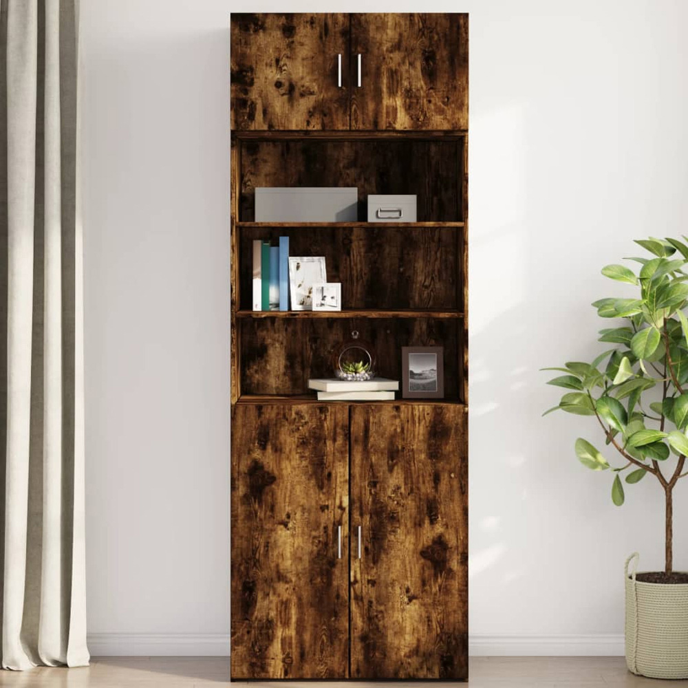 vidaXL 2 Door Smoked Oak Wall Cabinet Image 3