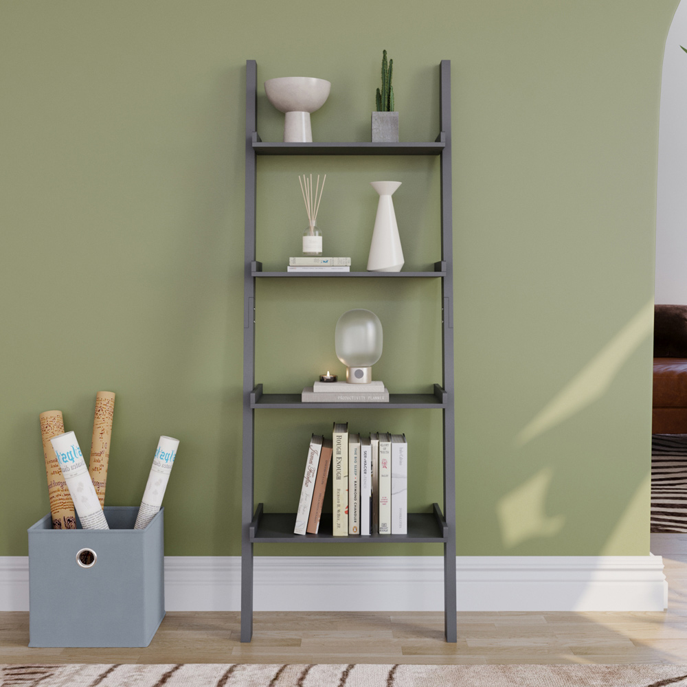 Vida Designs York 4 Shelf Black Ladder Bookcase Image 3