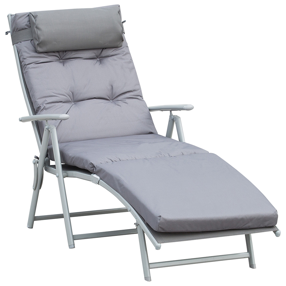 Outsunny Sun Lounger Recliner Grey Image 2