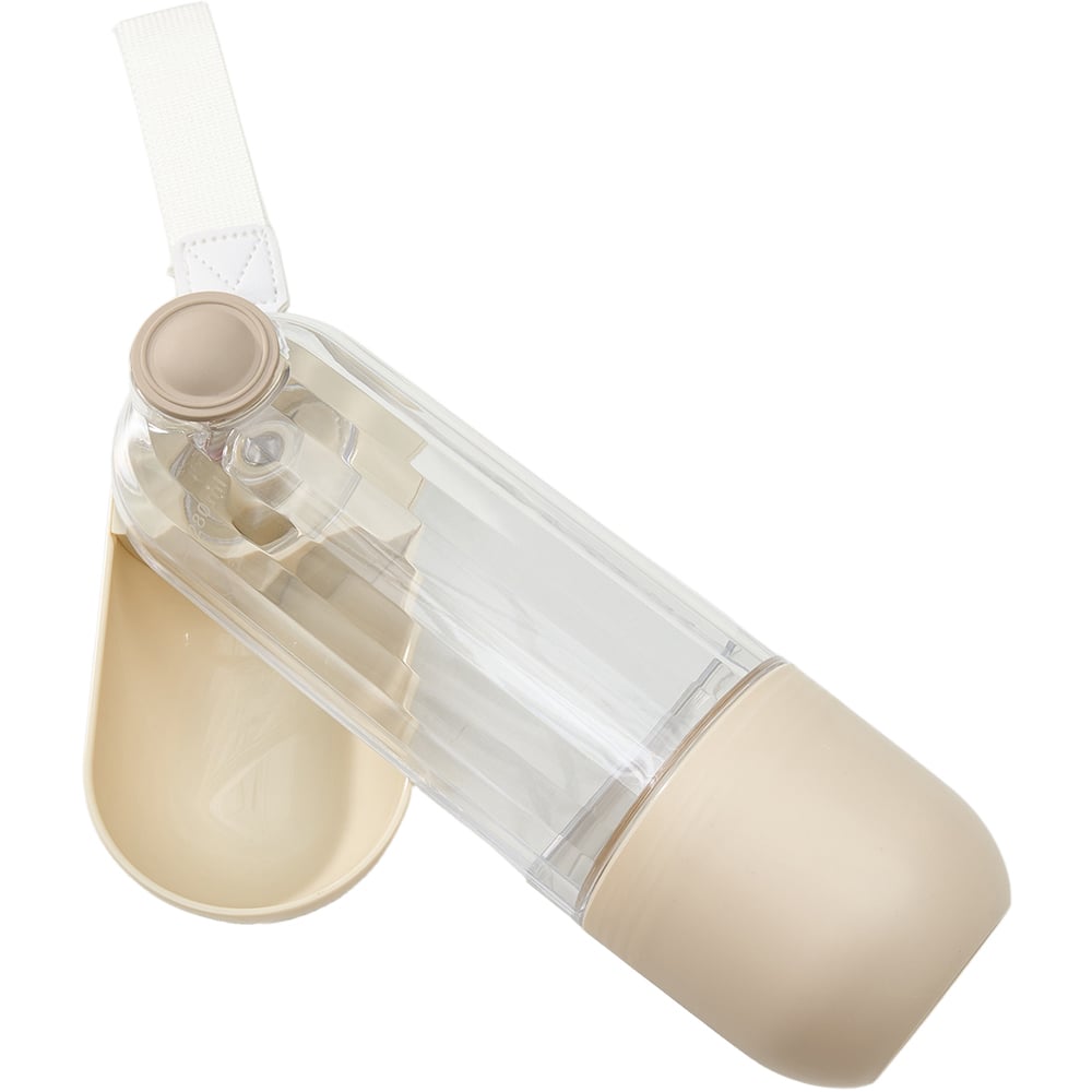 H&O Direct 2-in-1 Beige Portable Pet Water Bottle with Food Container 280ml Image 3
