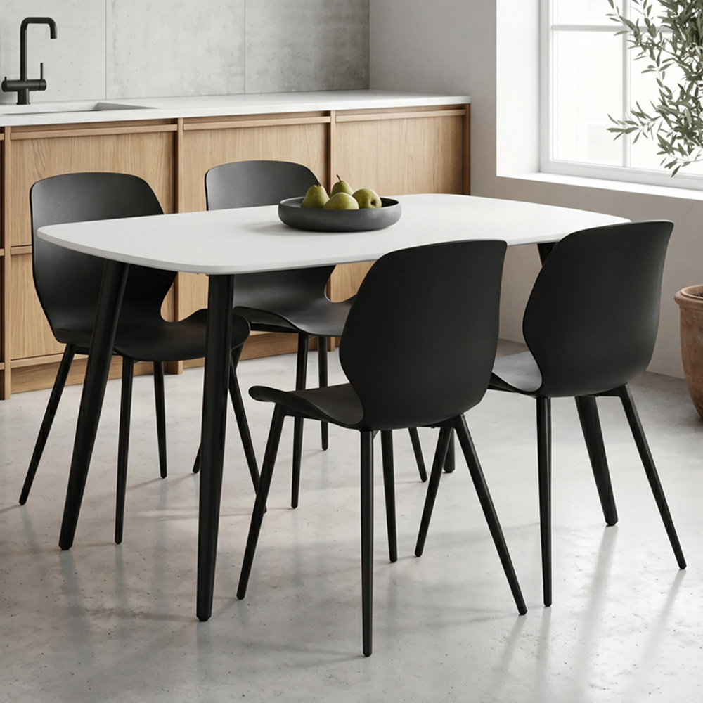 Core Products Aspen Carnaby 4 Seater Plastic Rectangular Dining Set White and Black Image 1