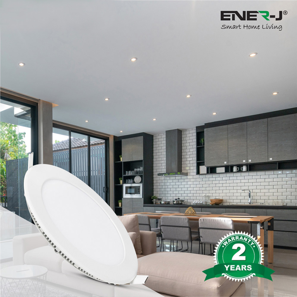 ENER-J 6W 3000K LED Panel Round Recessed Ceiling Downlight 4 Pack Image 2
