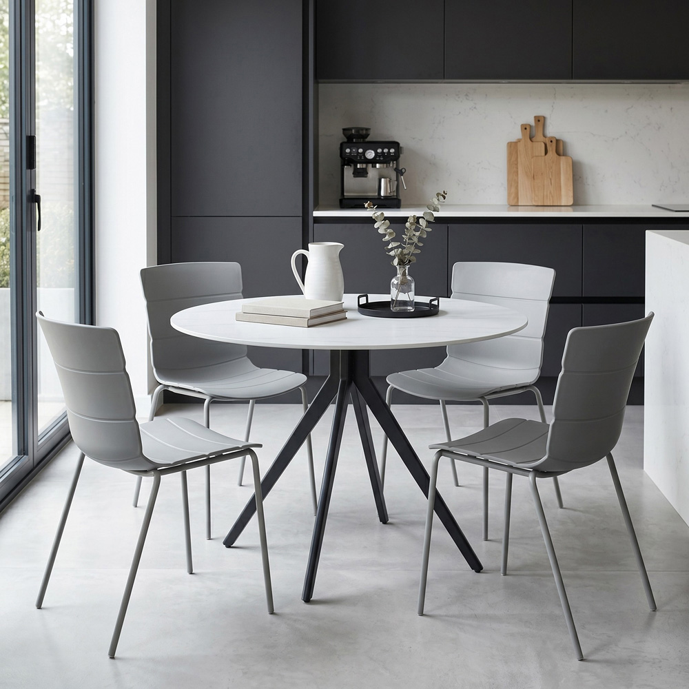 Core Products Aspen Bali 4 Seater Sintered Stone Plastic Round Dining Set Light Grey Image 5