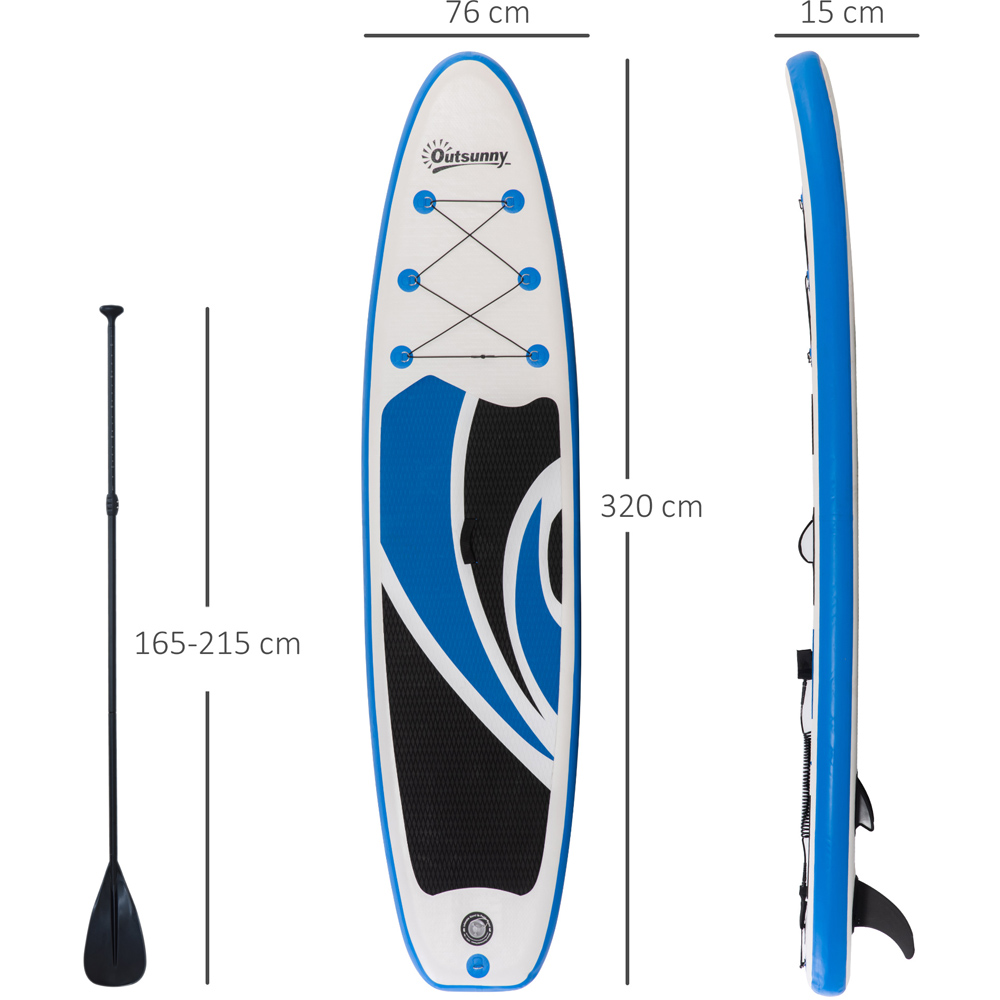 Outsunny White and Blue Inflatable Stand Up Paddle Board with Accessories 10ft 6 inch Image 7