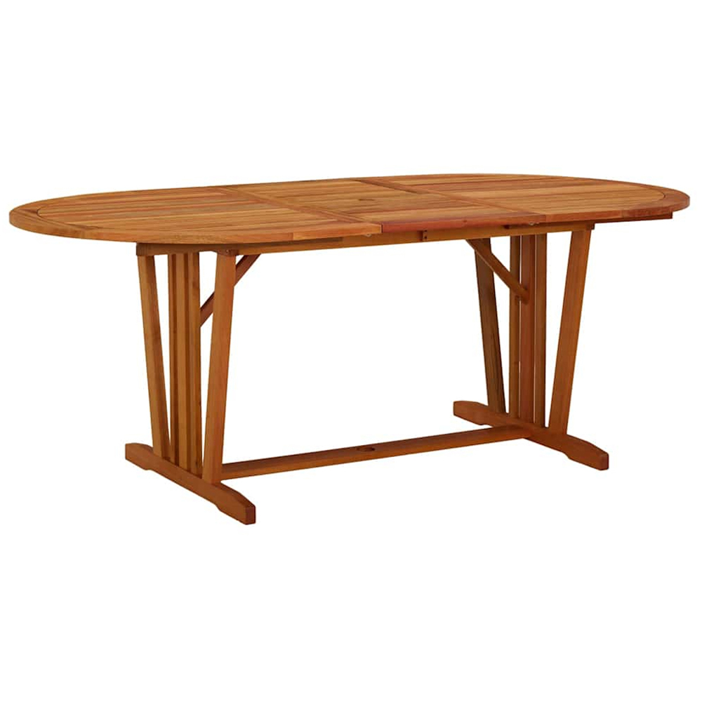 vidaXL 6 Seater Solid Eucalyptus Extendable Garden Table Brown Image 1