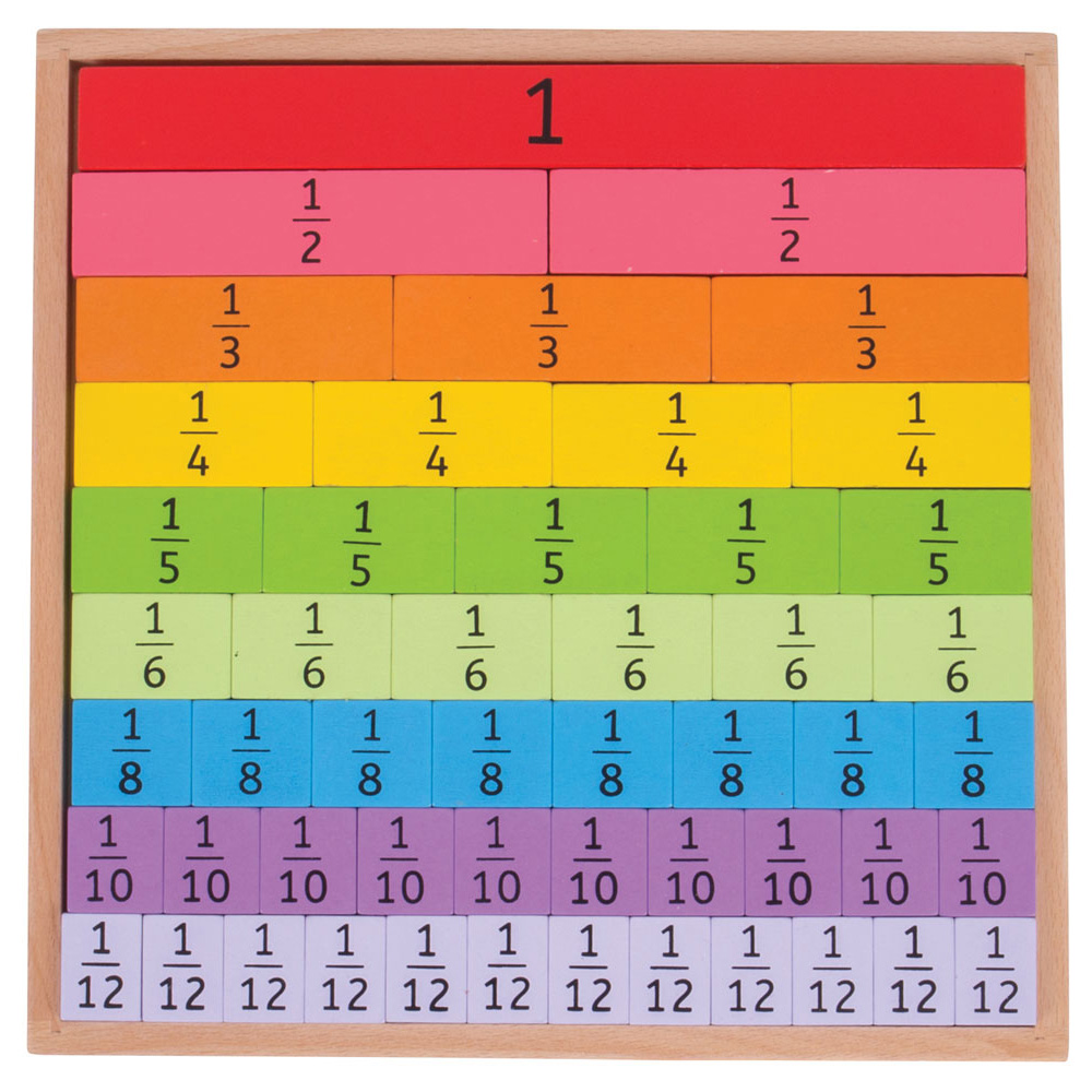 Bigjigs Toys 51-Piece Wooden Fractions Tray Image 1