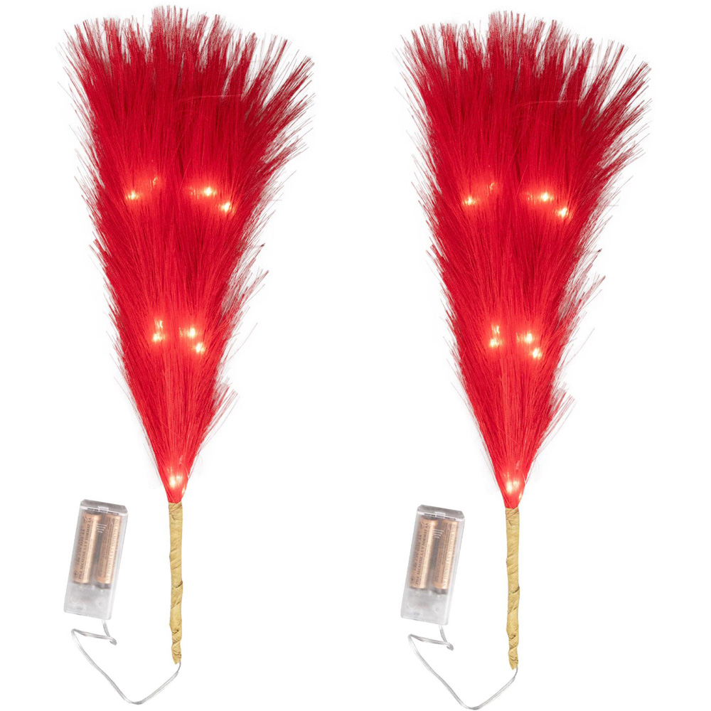 Shatchi Pre Lit Red Pampas Grass 45cm Image 3