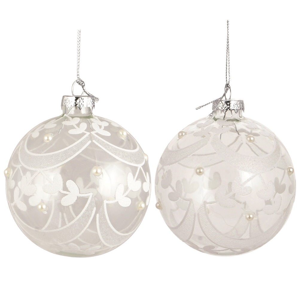 Single Mistletoe Cottage Design Clear Bauble in Assorted styles Image 1