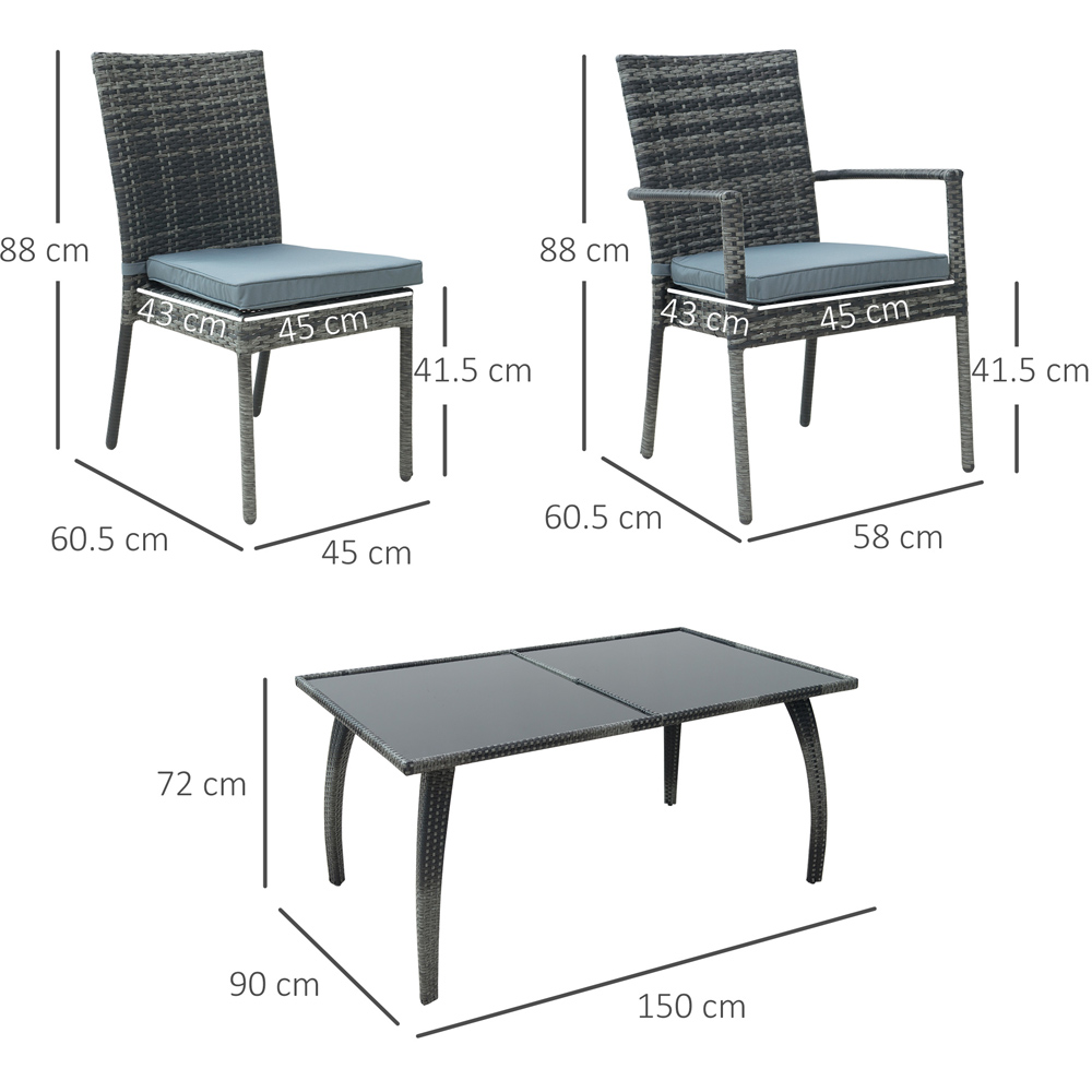 Outsunny PE Rattan 6 Seater Garden Dining Set Grey Image 7