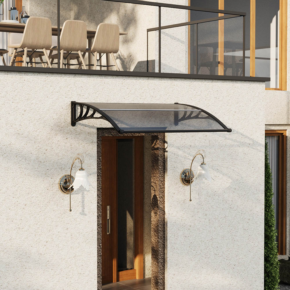 Living and Home Dark Grey Arched Door and Window Awning with Water Channel 1.5 x 1m Image 7