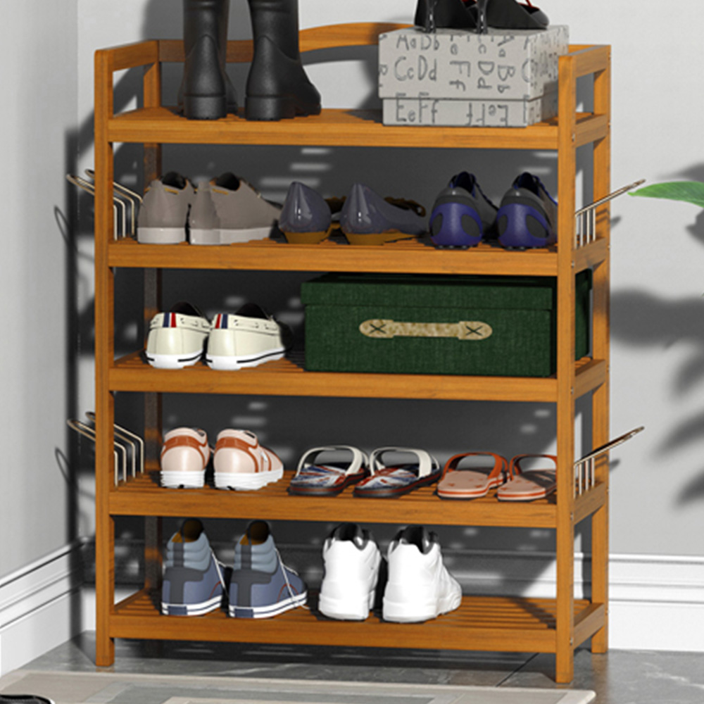 HOMCOM 5-Tier Teak Acacia Wood Shoe Rack Image 1