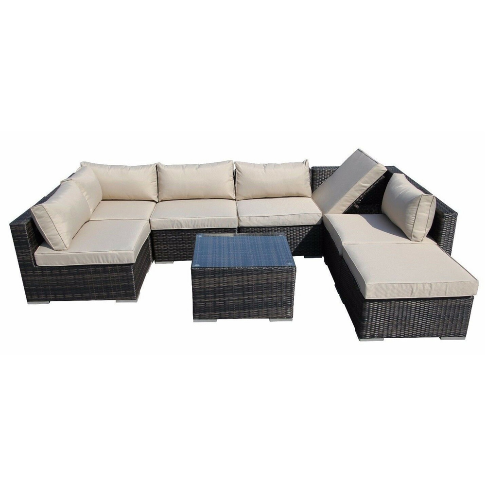 Furniture One 7 Seater Brown Rattan Modular Outdoor Sofa Set Image 2