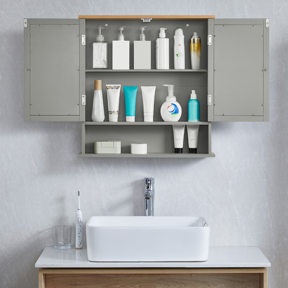 BATH VIDA Priano Grey 2 Door Mirror Bathroom Cabinet Image 4