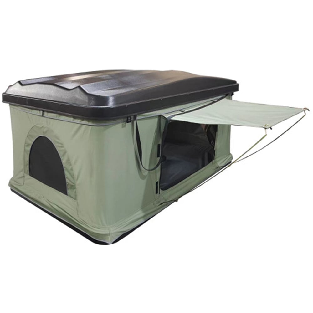 Living and Home Green Hard Shell Car Roof Tent with Retractable Ladder 210 x 130cm Image 1