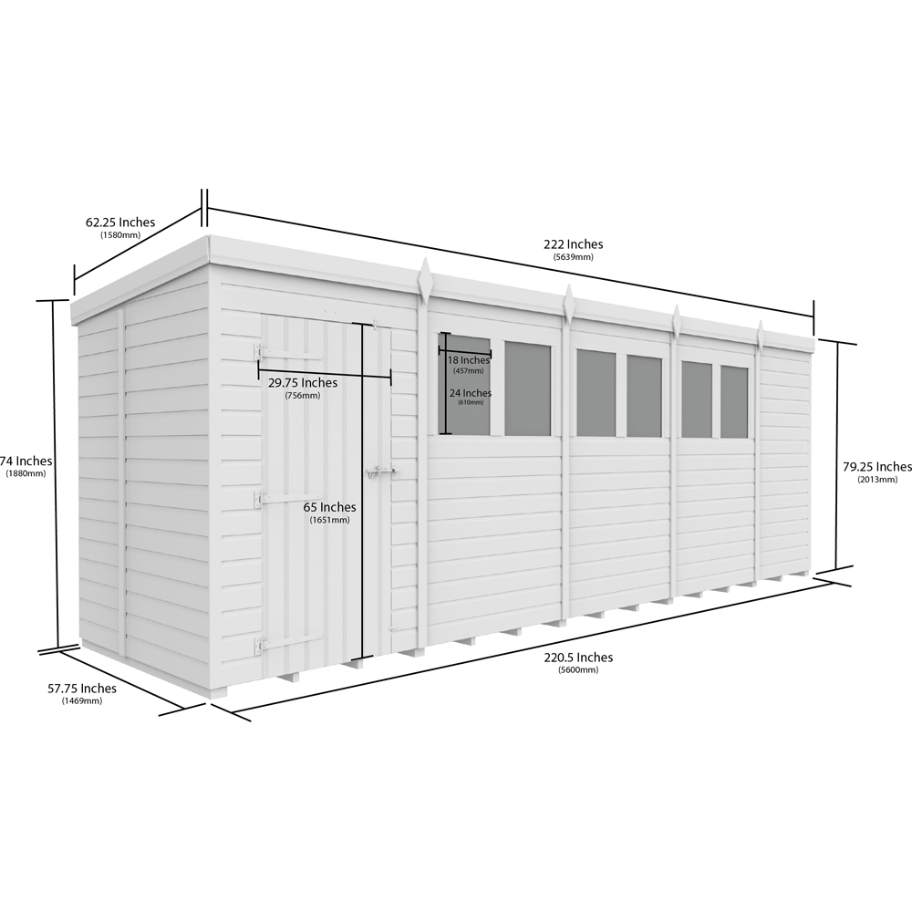 DIY Sheds 19 x 5ft Tongue and Groove Timber Pent Garden Shed Image 9
