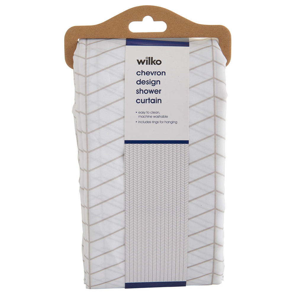 Wilko Polyester Chevron Design Shower Curtain Wilko