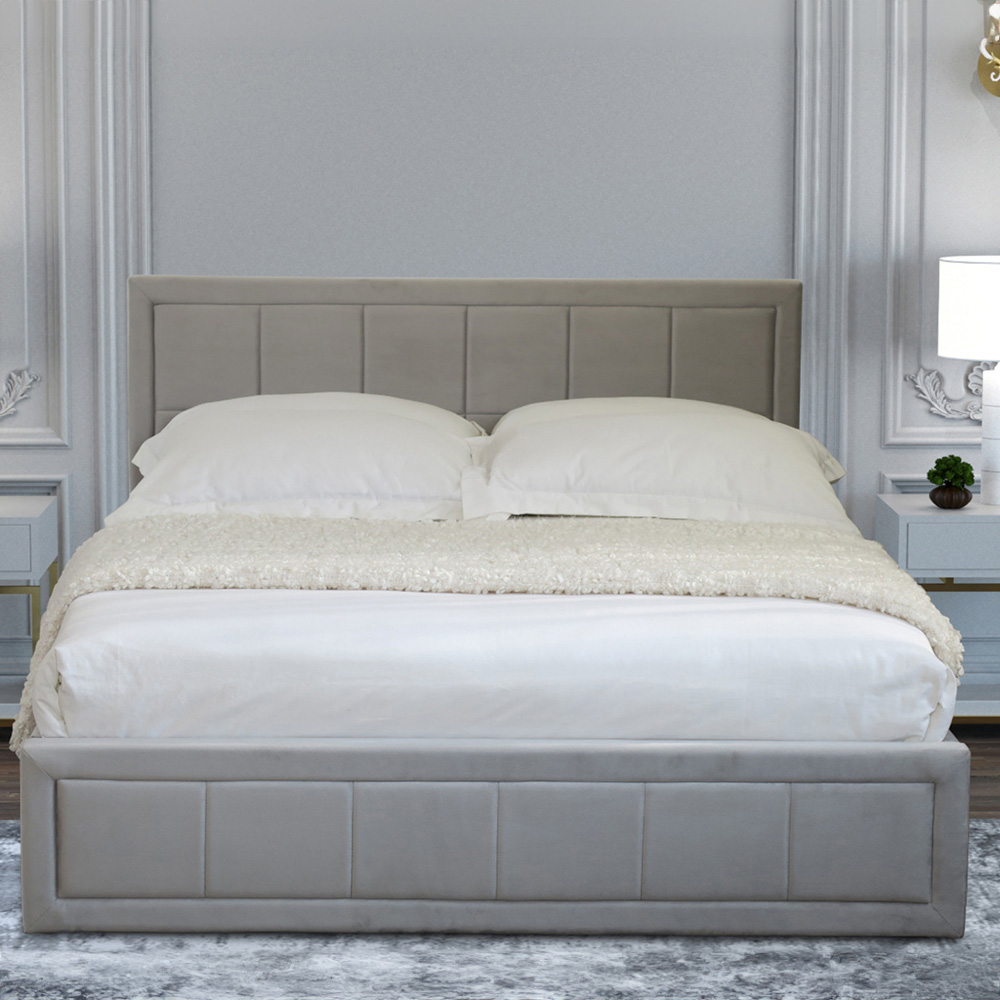 Home Treats Small Double Velvet Ottoman Bed Frame With Storage and Mattress Image 3