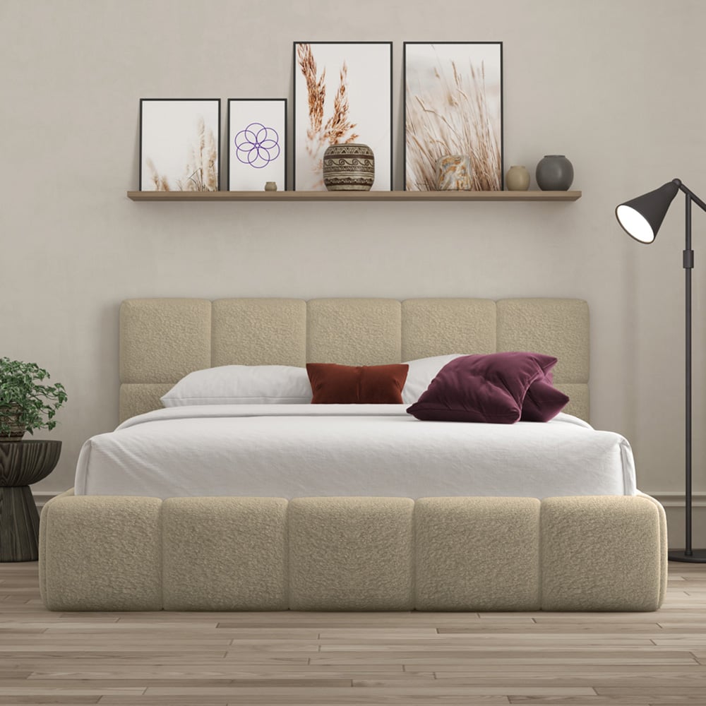 DS Living Ovella King Size Latte Cubed Bed Frame Image 3