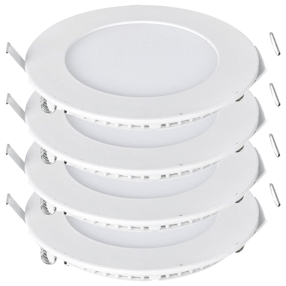 ENER-J 12W 4000K LED Panel Round Recessed Ceiling Downlight 4 Pack Image 1