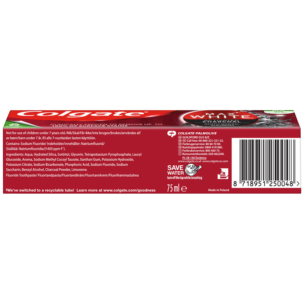 Colgate Max White Charcoal Whitening Toothpaste 75ml Image 2