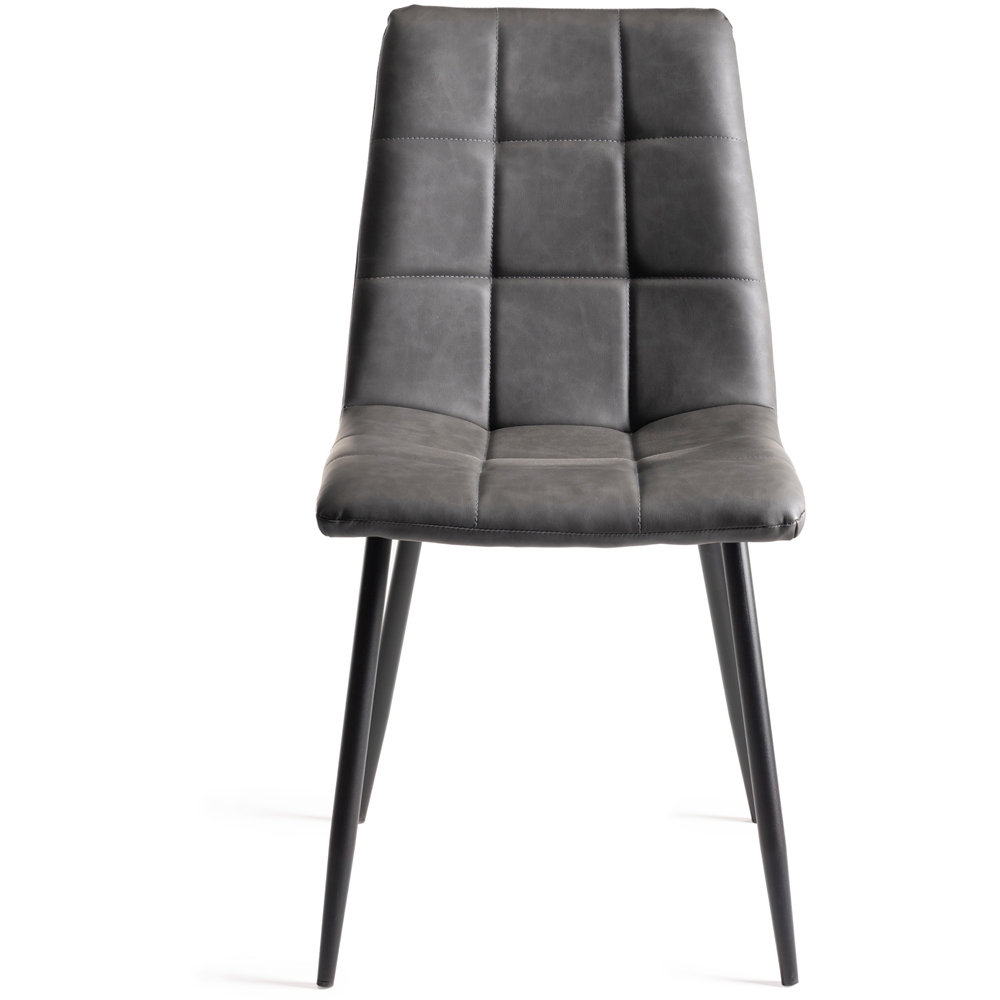 Bentley Designs Mondrian Set of 2 Dark Grey Leather Dining Chair Image 3