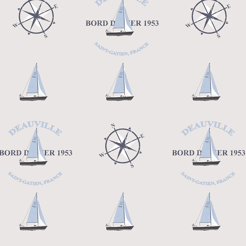 Galerie Deauville 2 Boats and Compass Blue and White Wallpaper Image 1
