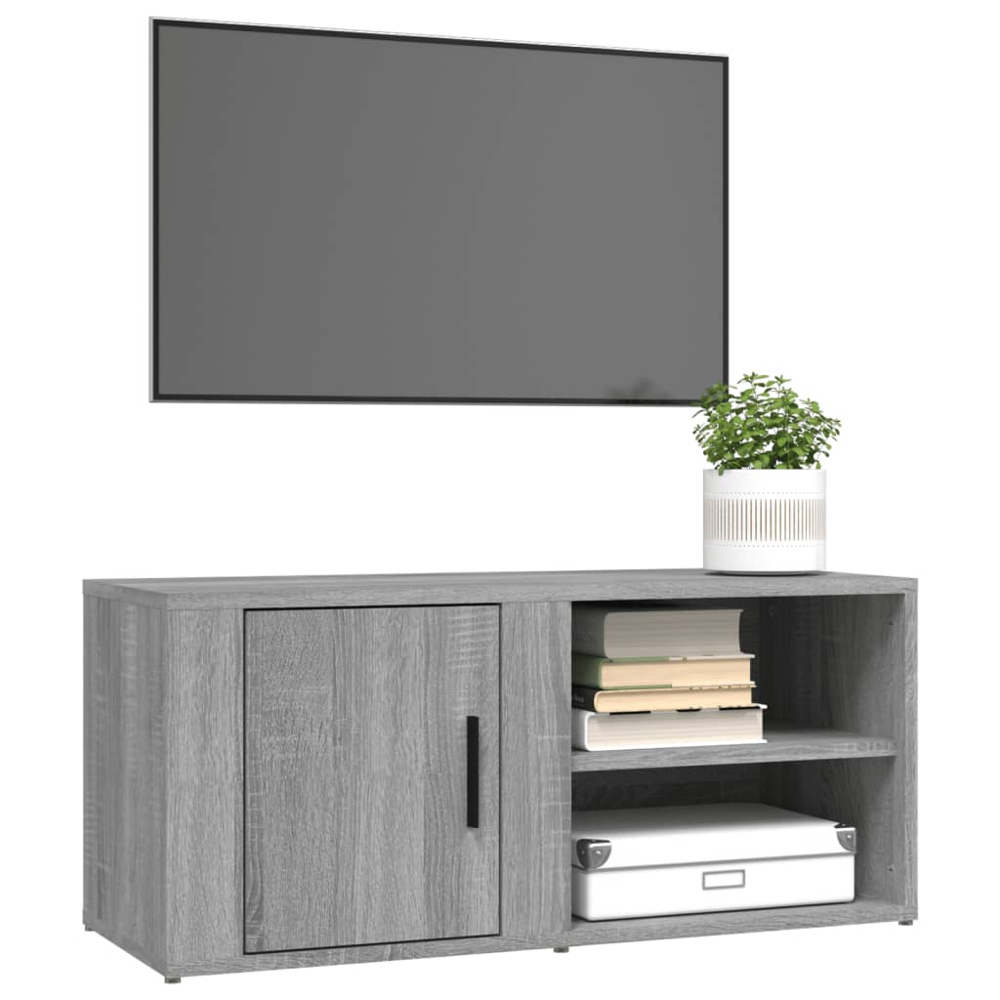 vidaXL Single Door 2 Shelf Grey Sonoma TV Cabinet Set of 2 Image 6