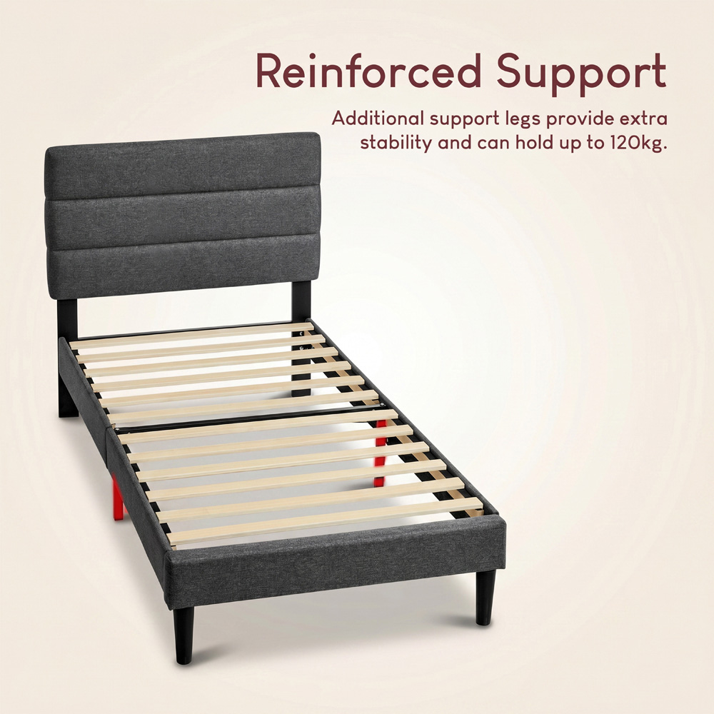 VIDA DESIGNS Vandura Single Dark Grey Linen Fabric Bed Image 7