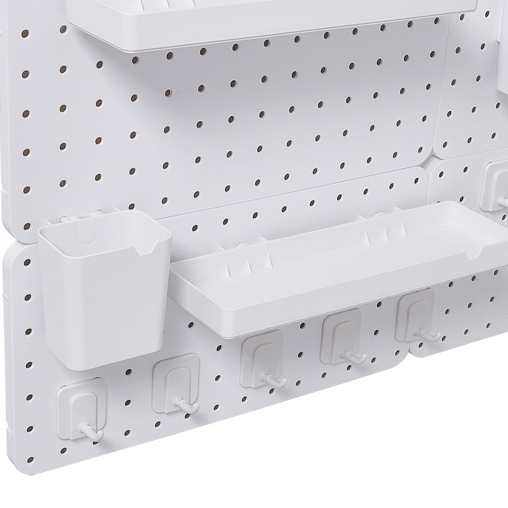 Living and Home White Rectangle Pegboard Wall Storage Rack Image 7