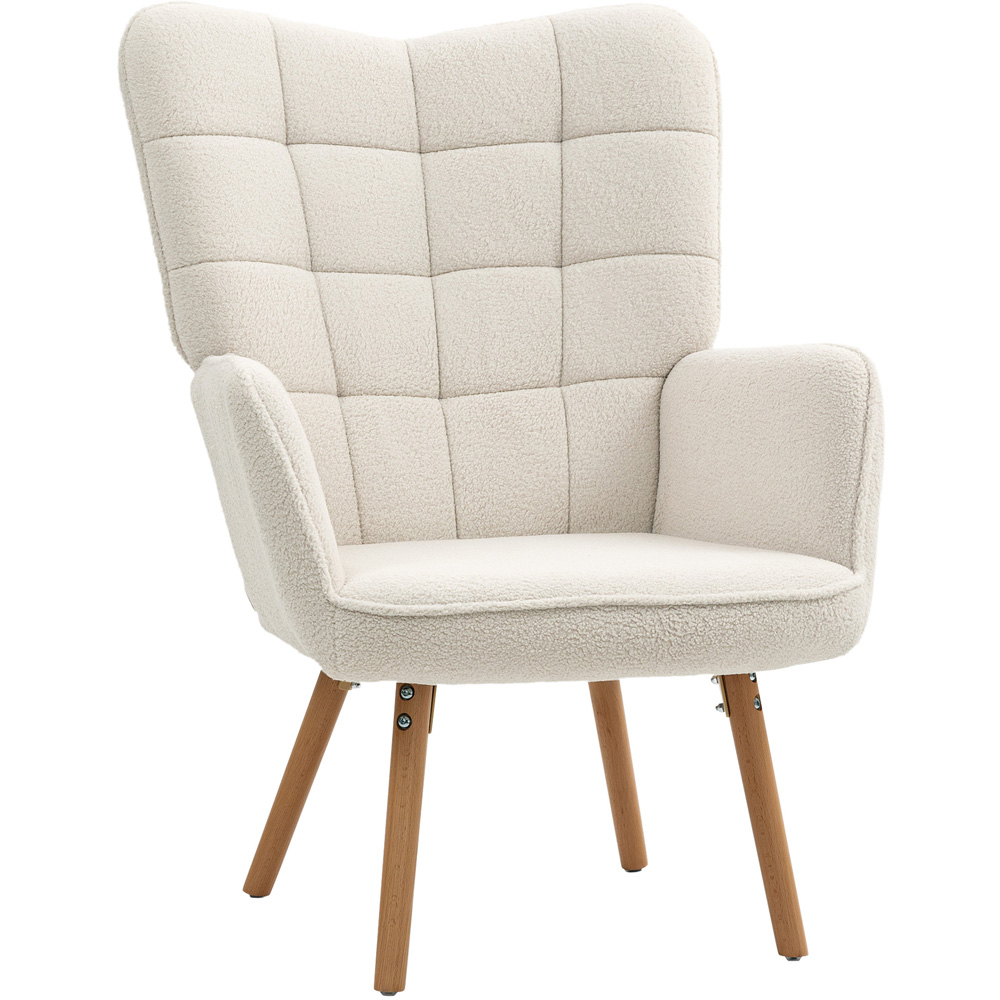 Portland Cream and White Upholstered Tufted Wingback Armchair with Seat Padding Image 2