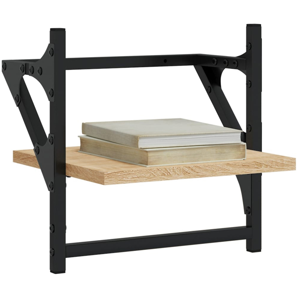 vidaXL 30cm Set of 2 Sonoma Oak Floating Wall Shelf with Bar Image 3