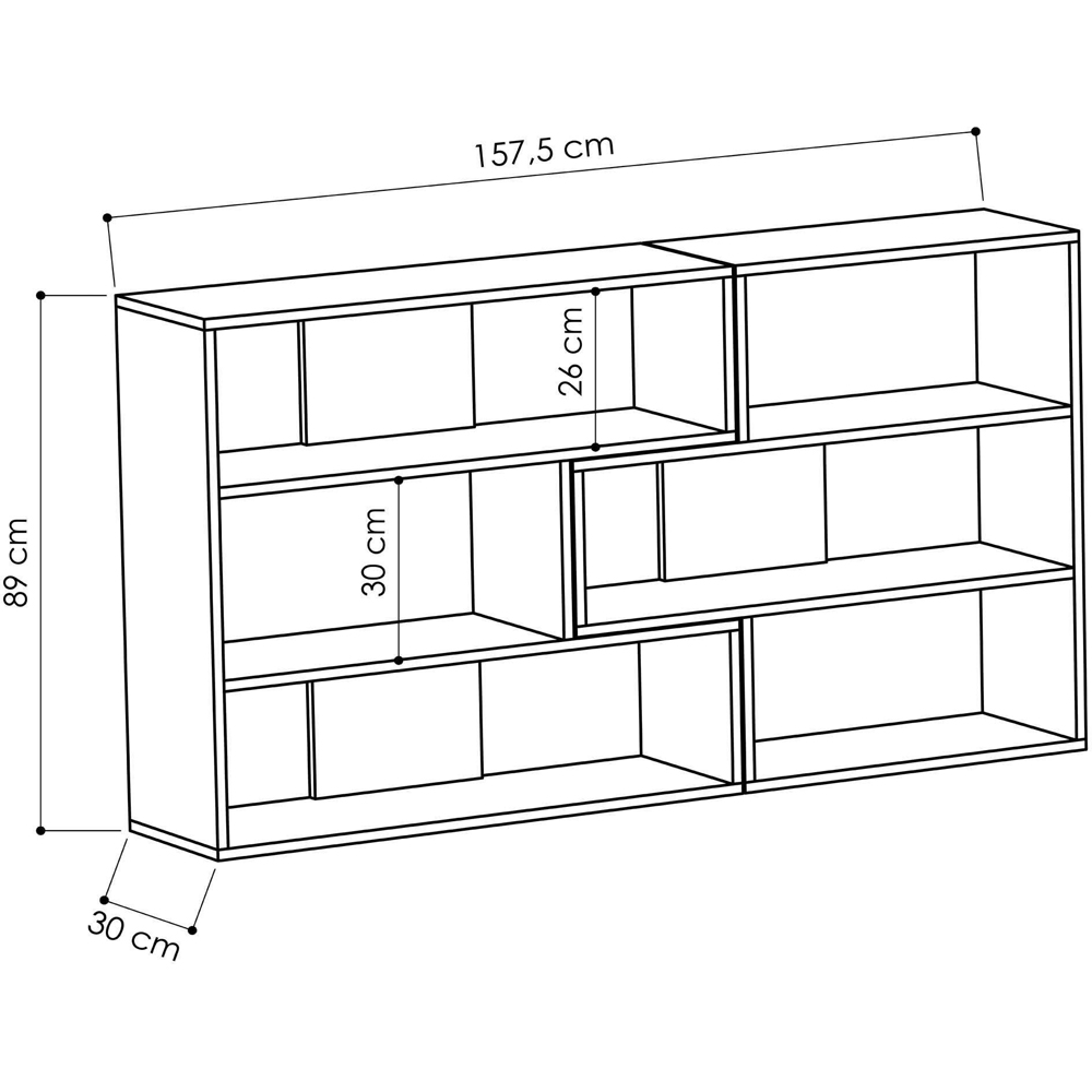 Decortie Molly 6 Shelf Oak Modern Interlock Corner Bookcase Image 6