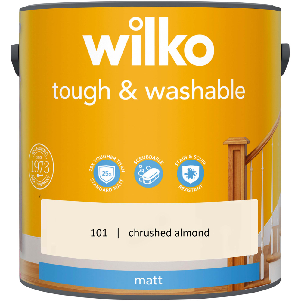 Wilko Tough & Washable Crushed Almond Matt Emulsion Paint 2.5L Image 2