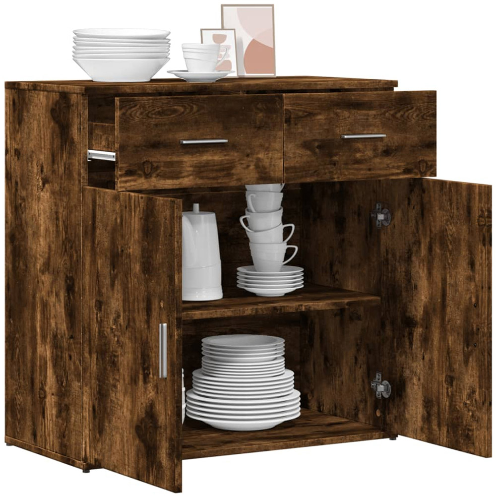 vidaXL 2 Door 2 Drawer Smoked Oak Sideboard Image 4