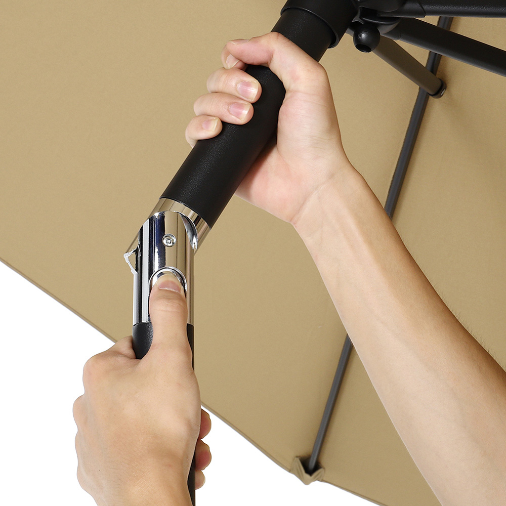 Living and Home Dark Grey LED Cantilever Parasol with Cross Base and Plastic Fillable Base 3m Image 5