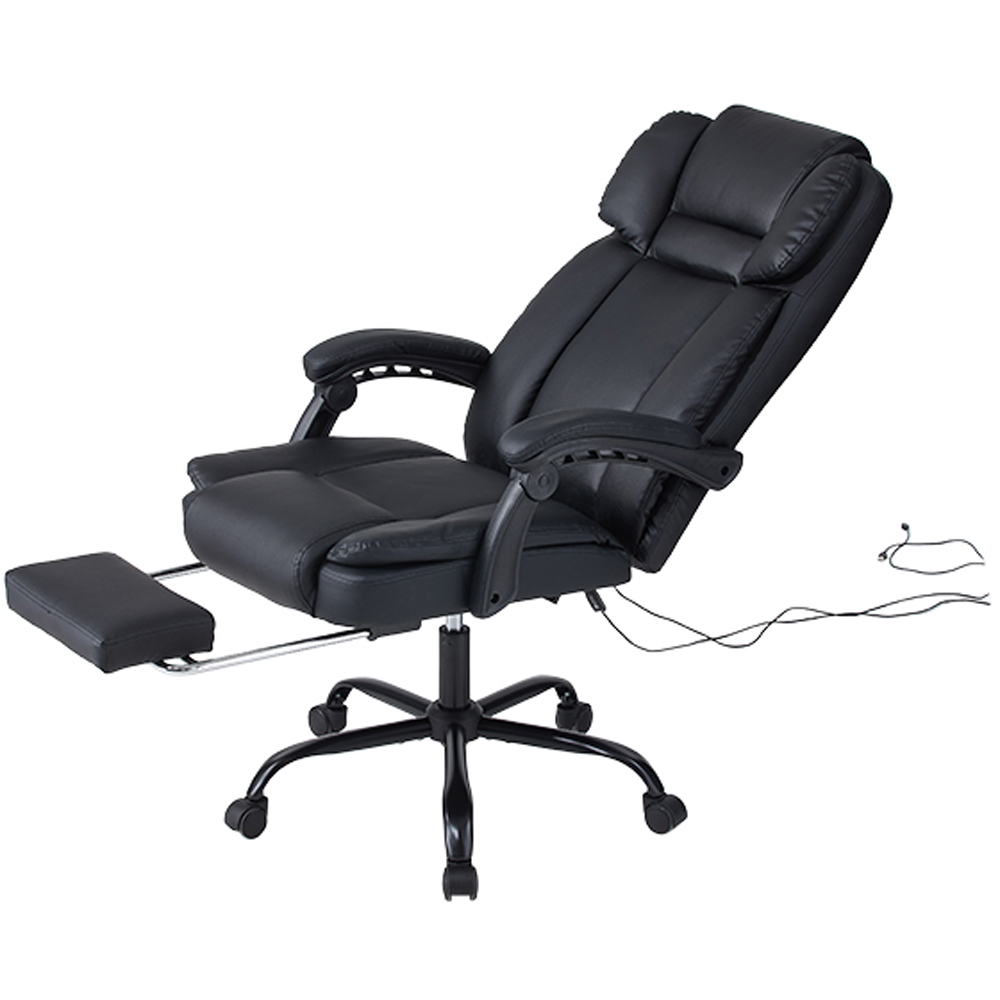 Living and Home Black PU Leather Massage and Heating Office Chair Image 2
