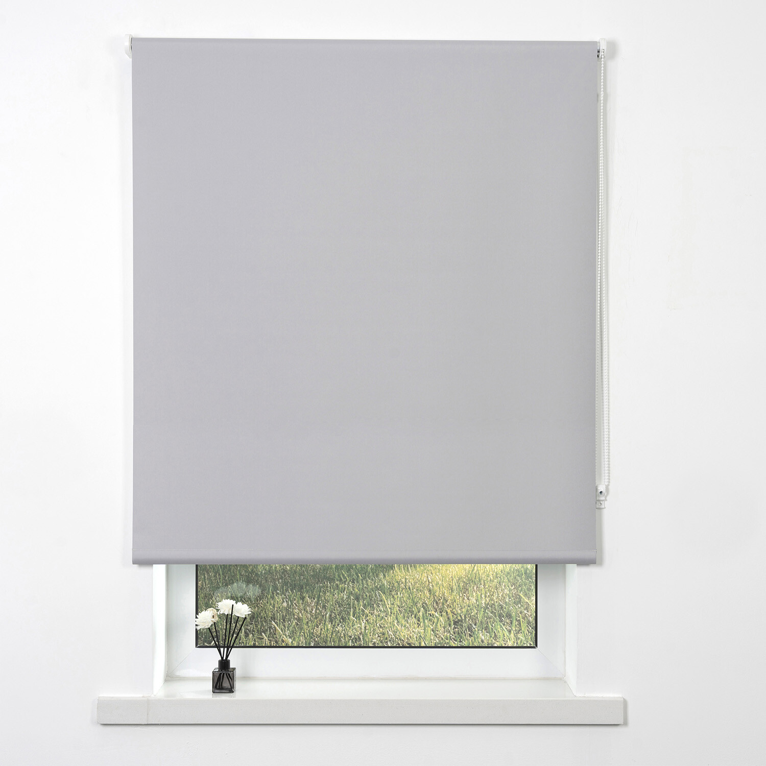 Divante Plain Blackout Roller Blind - Cool Silver / 90cm Image 1