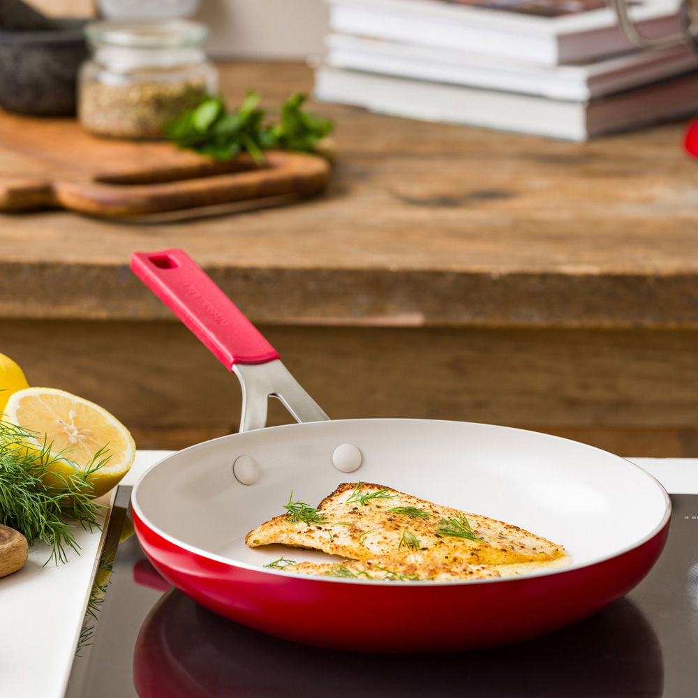 KitchenAid 28cm Empire Red Coloured Aluminium Frying Pan Image 2