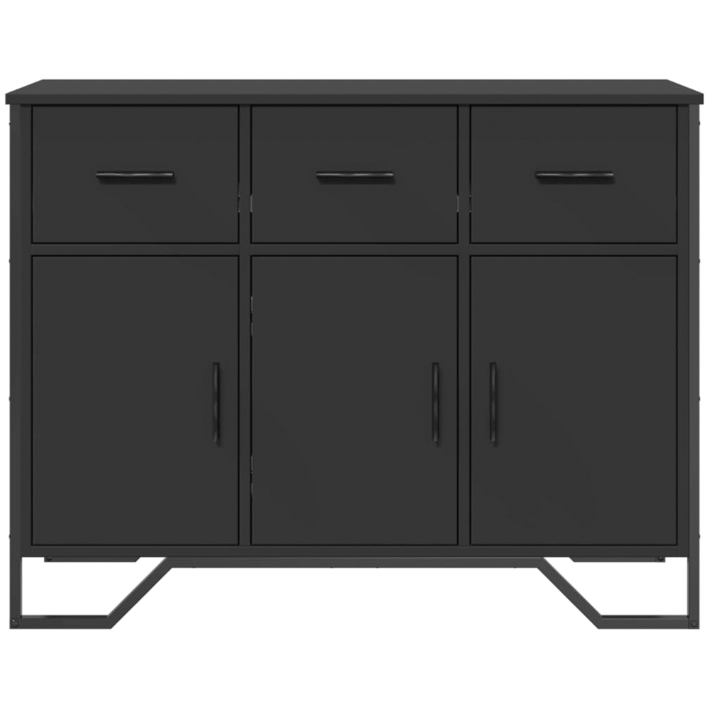 vidaXL 3 Door 3 Drawer Black Wooden Sideboard Image 3
