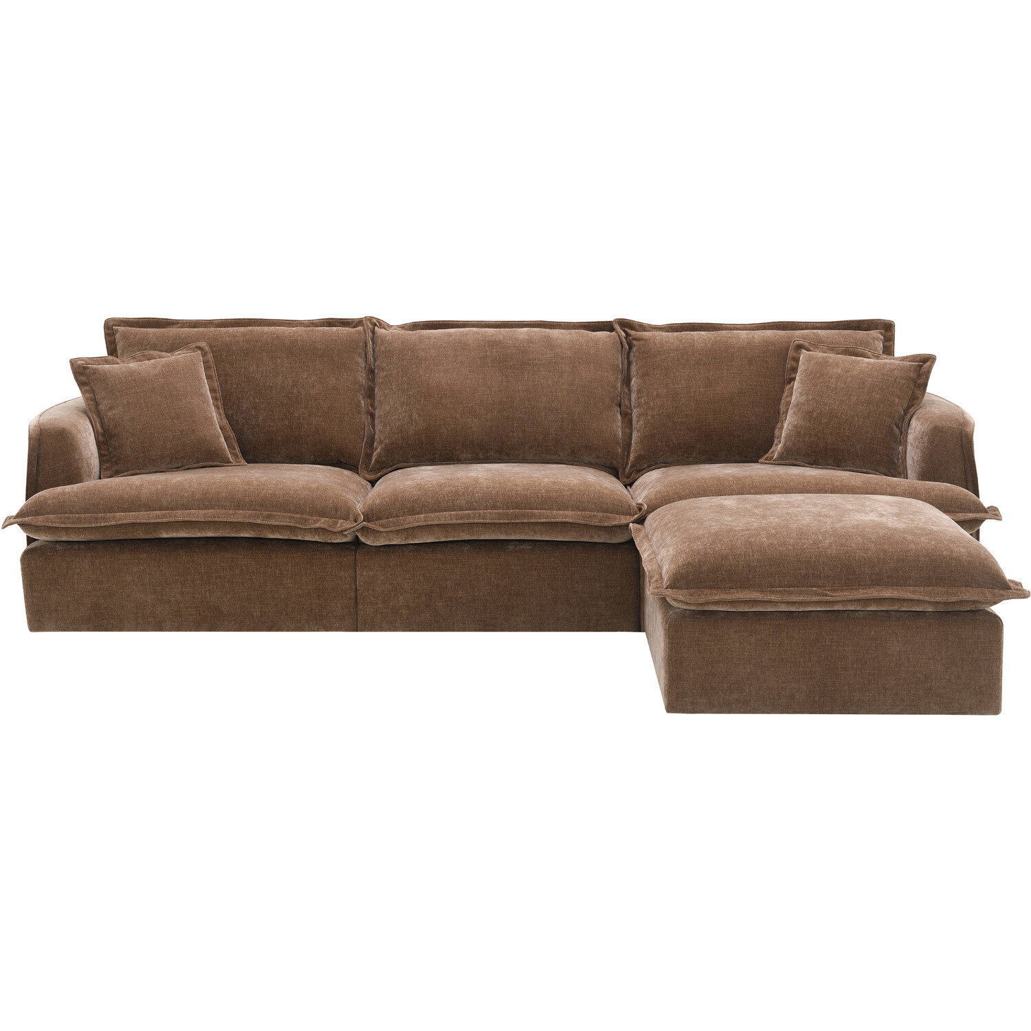 Molly 3 Seater Sofa with Ottoman - Brown Image 3