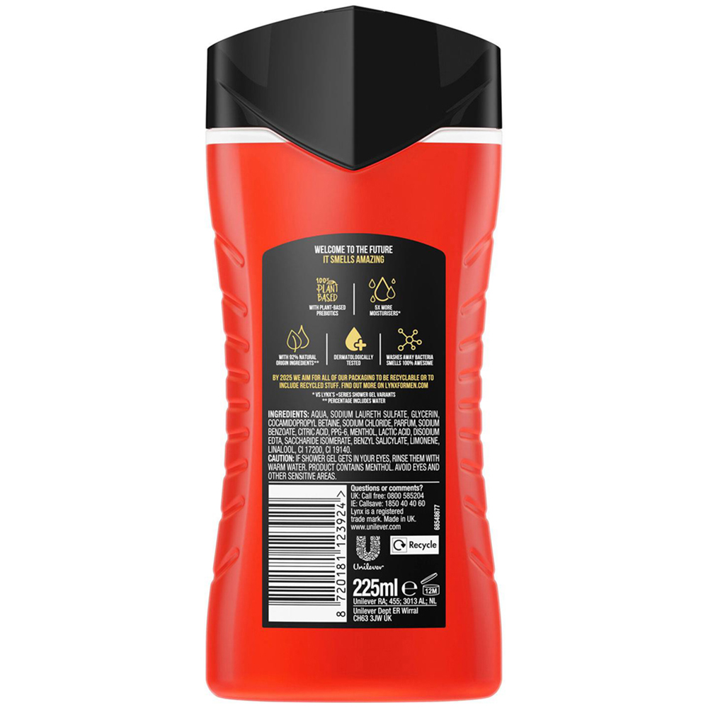 Lynx Recharge Arctic Mint and Cool Spices Shower Gel 225ml 6 Pack Image 3