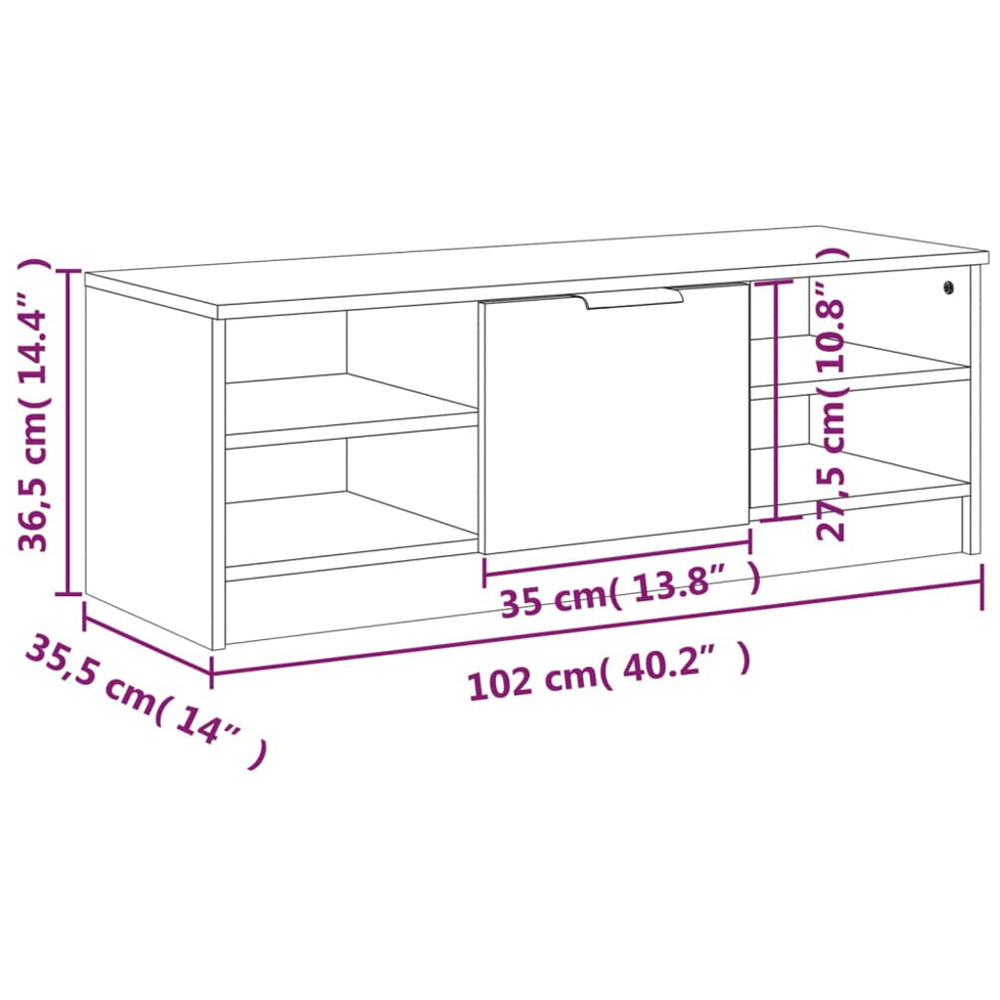 vidaXL Single Door 4 Shelf Sonoma Oak TV Cabinet Image 8