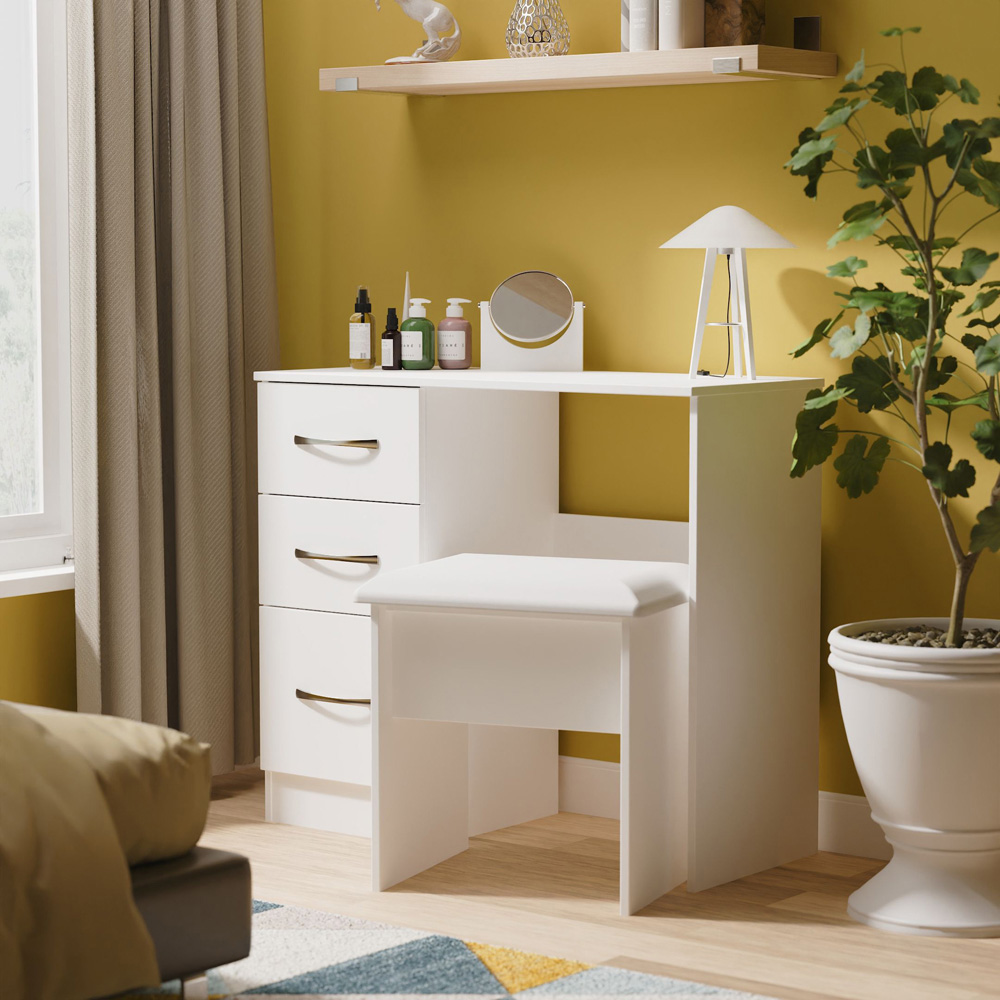 Crowndale Avon 3 Drawer Matt White Dressing Table Ready Assembled Image 7