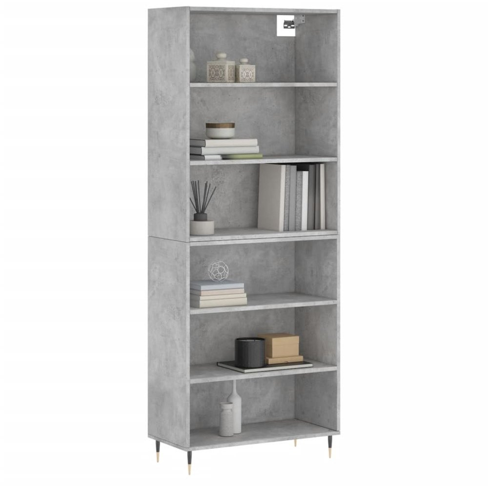 vidaXL 6 Shelf Concrete Grey Highboard Image 3