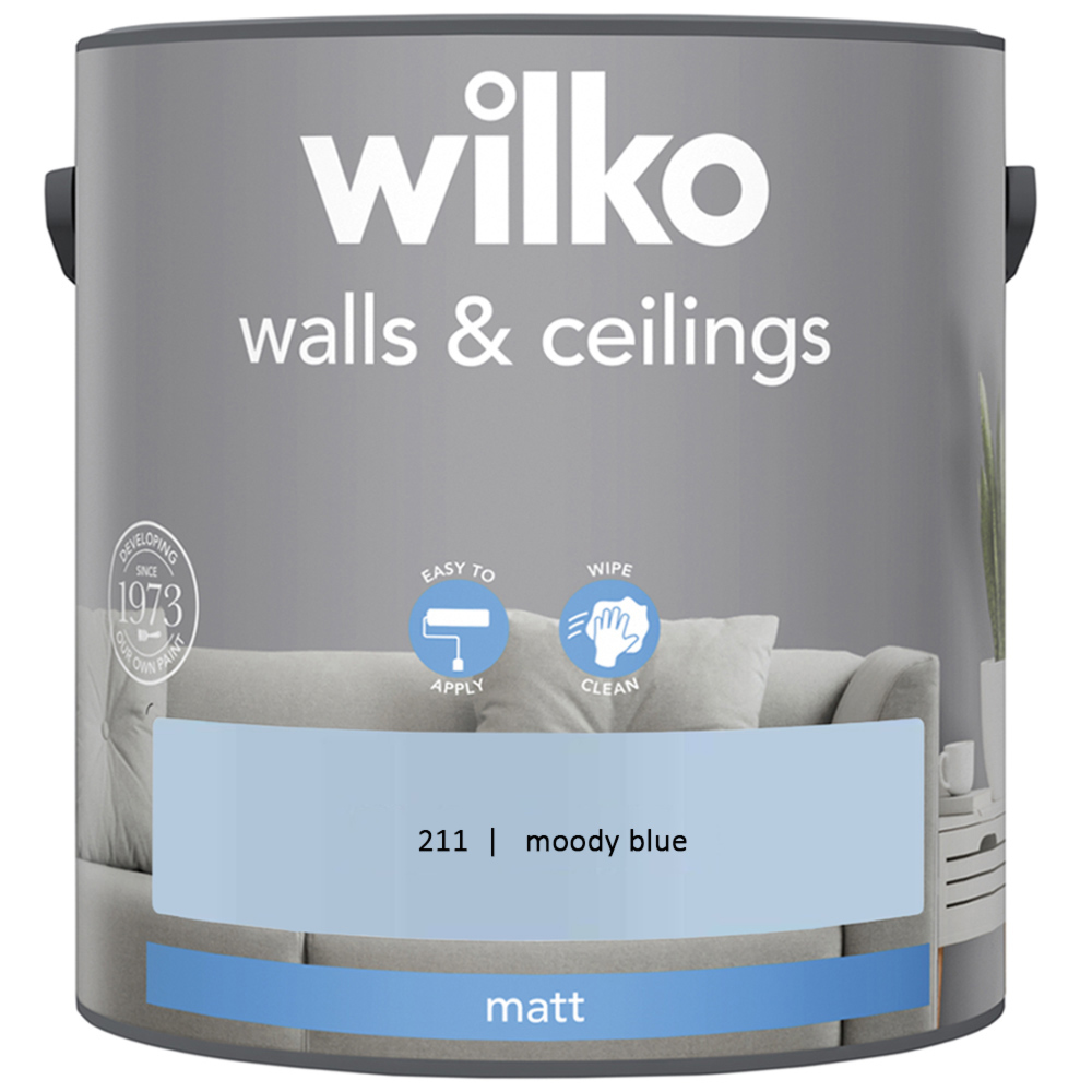 Wilko Walls & Ceilings Moody Blue Matt Emulsion Paint 2.5L Image 2