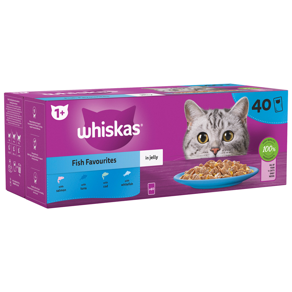 Whiskas Adult Wet Cat Food Pouches Fish Selection in Jelly 40 x 85g Image 2