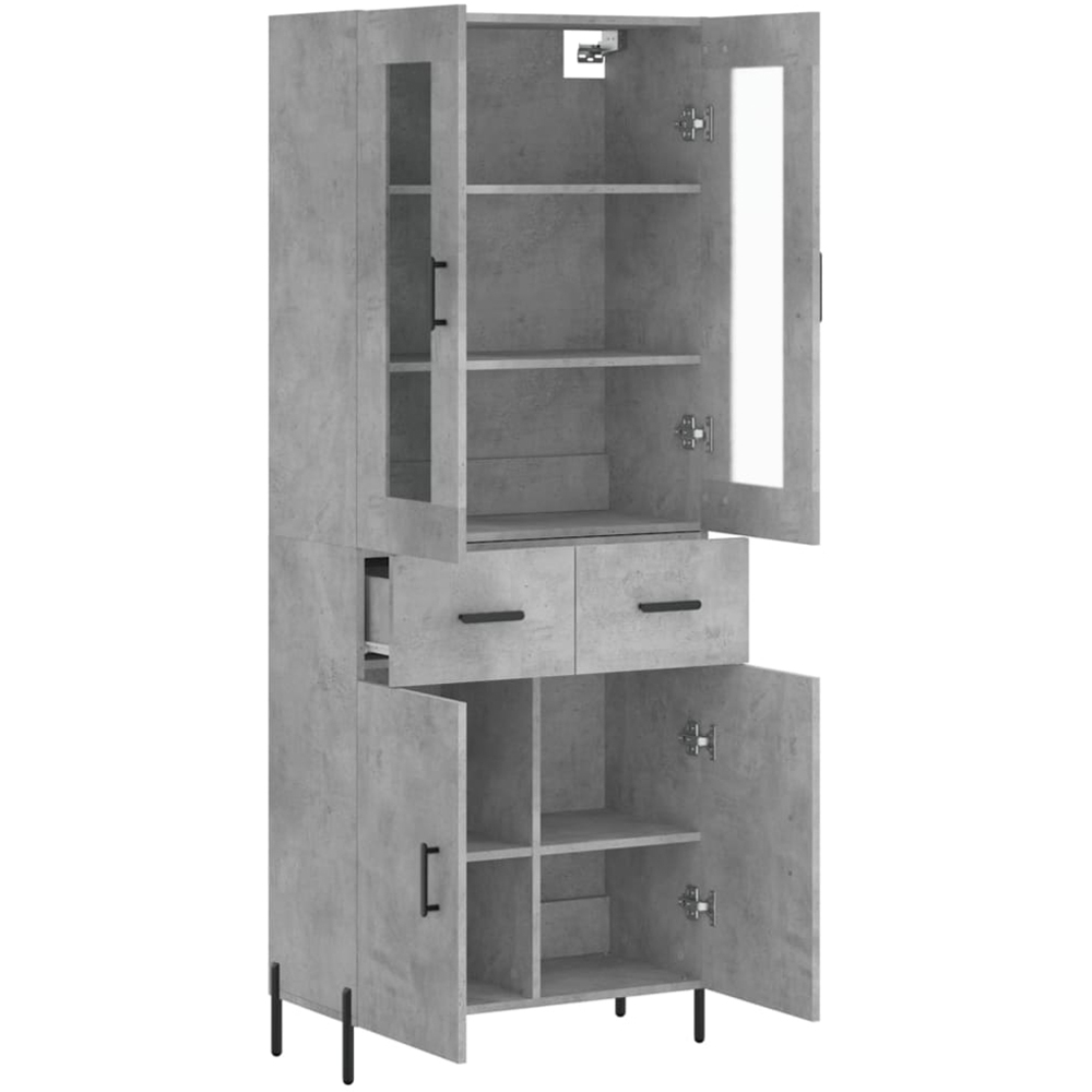 vidaXL 4 Door 2 Drawer Concrete Grey Highboard Image 4